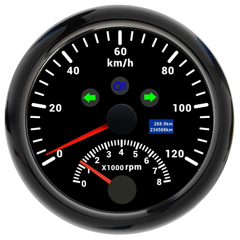 

2-in-1 85MM Marine GPS Tachometer 0-200KMH Speedometer 0-8000RPM with Red Backlight for Marine Trucks Yacht