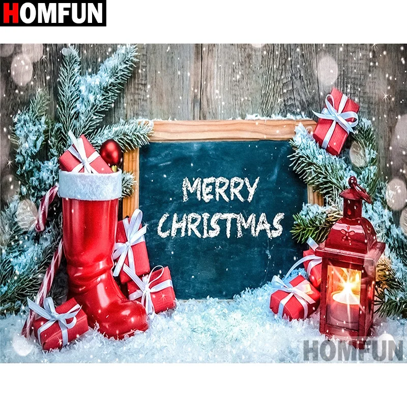 HOMFUN искусство 5D Diy алмазная живопись Рождественский пейзаж сапог вышивка