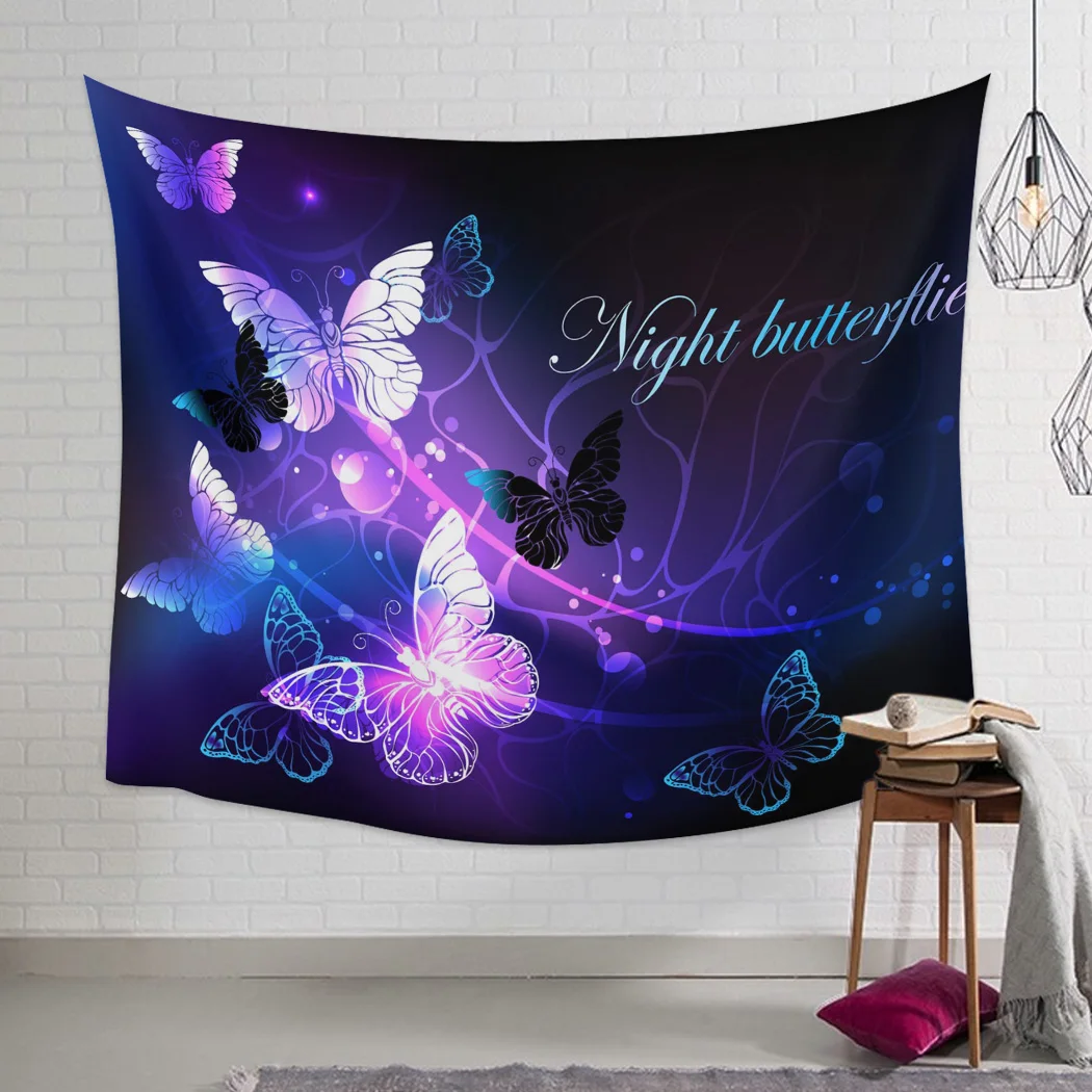 Настенный Гобелен для спальни фиолетовый гобелен с изображением бабочек Коврик