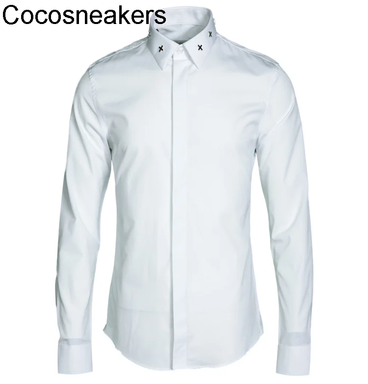 

Autumn and winter 2021 Hanlin huatrain wind cross metal long sleeve brand shirt men's wear