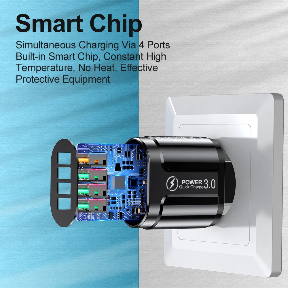 Быстрое зарядное устройство для телефона 5 В 4 USB-порта адаптер зарядки А Iphone Samsung