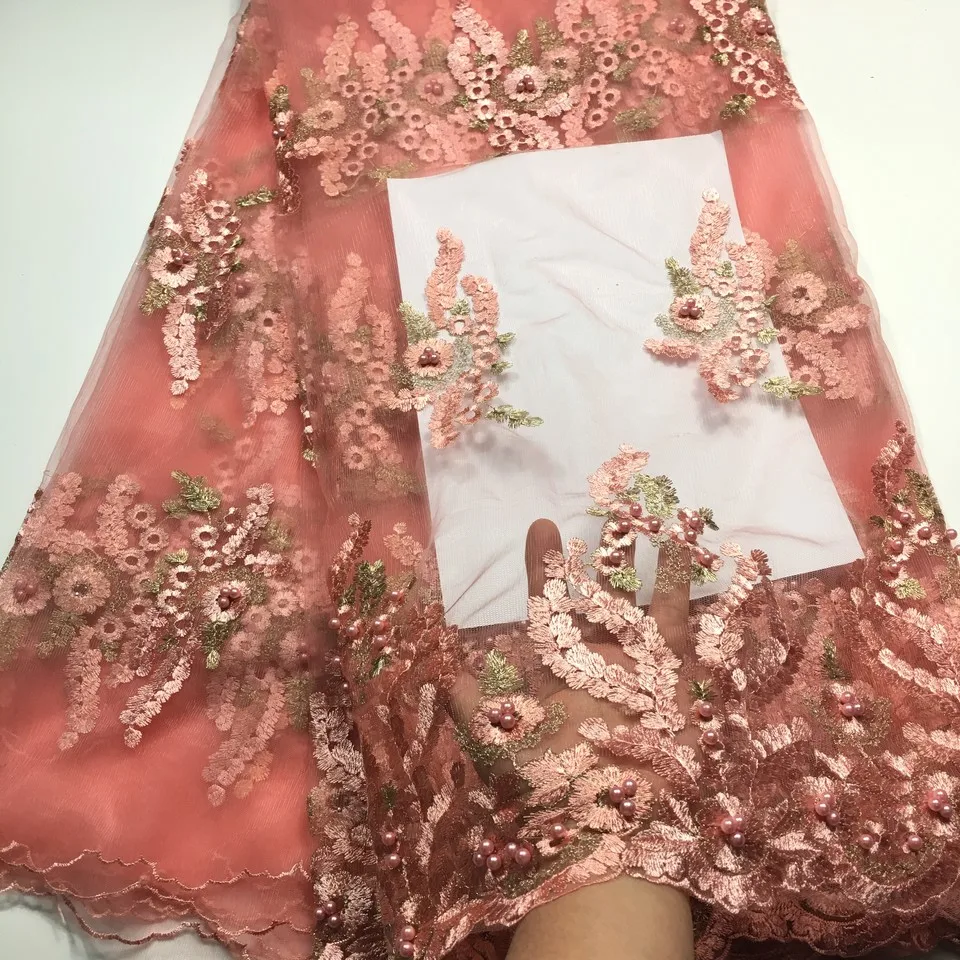 Африканская бисерная кружевная ткань 2021 Высококачественный кружевной материал