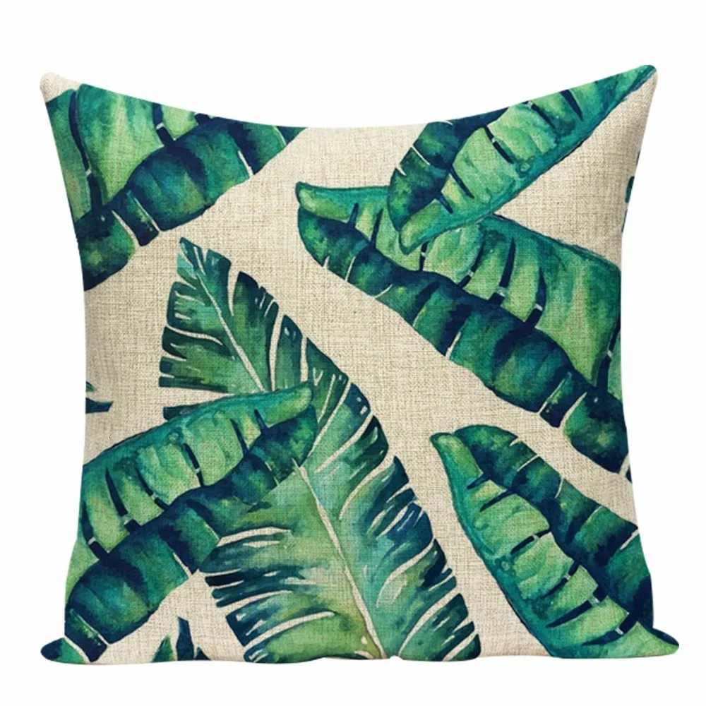 Monstera чехол для подушки 45*45 см, зеленые покрытия листьев растений, подушки, кактус, свежий диван, домашние подушки, чехол из льна, чехол для автокресла