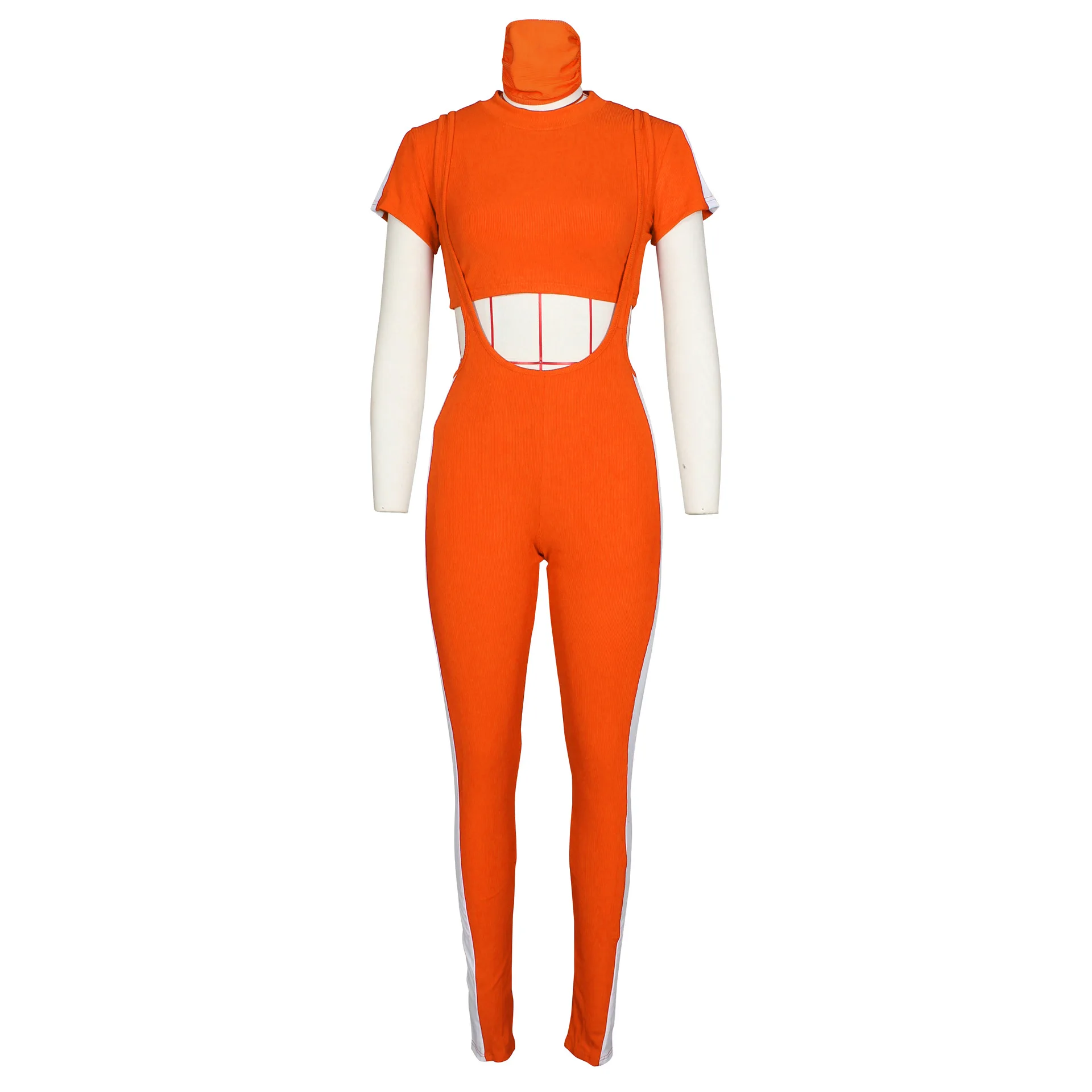 Sexy Club Women 2 Peice Set Turtleneck Crop Top + Sling Pencil Pants Stripe Fabric Summer Night Party Outfits Matching Sets |