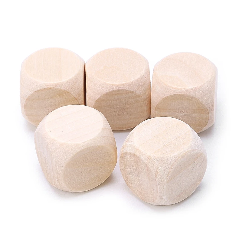 

Y1UC 5pcs Blank Wood Dice Kid Printing Engraving Graffiti DIY Toys Family Party Games