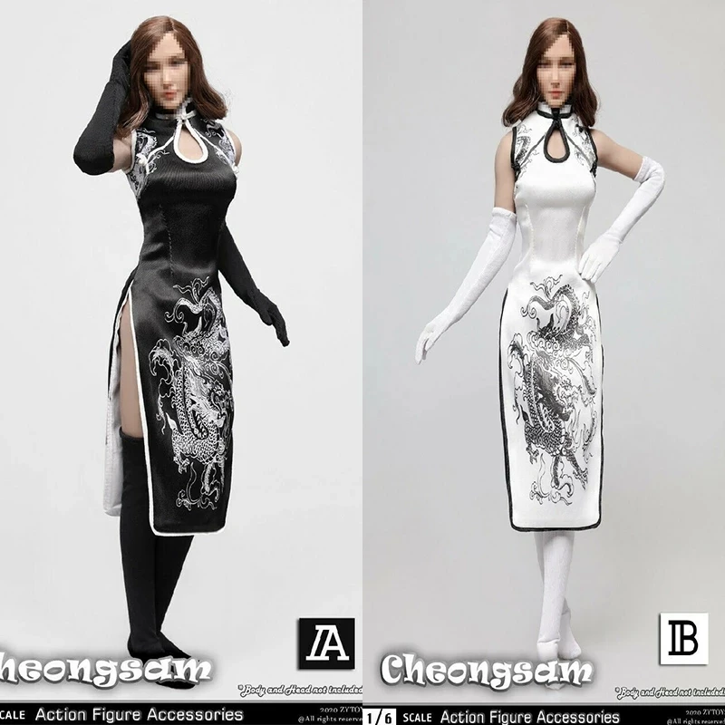 ZYTOYS 1 &quot6 ZY5042 женский белый/черный Cheongsam подходит для 12'' рисунок средства ухода