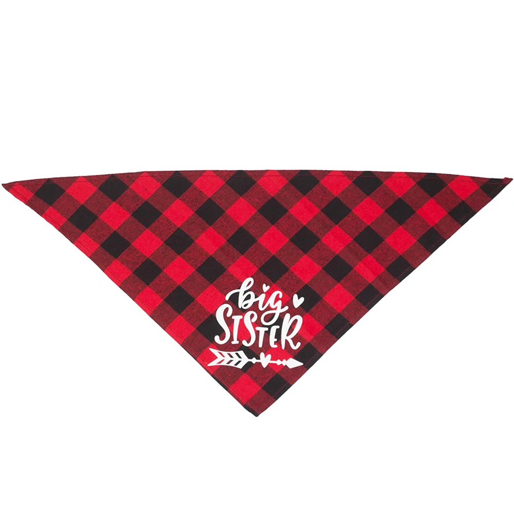 Большая сестра брат Собака Бандана Buffalo Плед треугольник шарф объявление