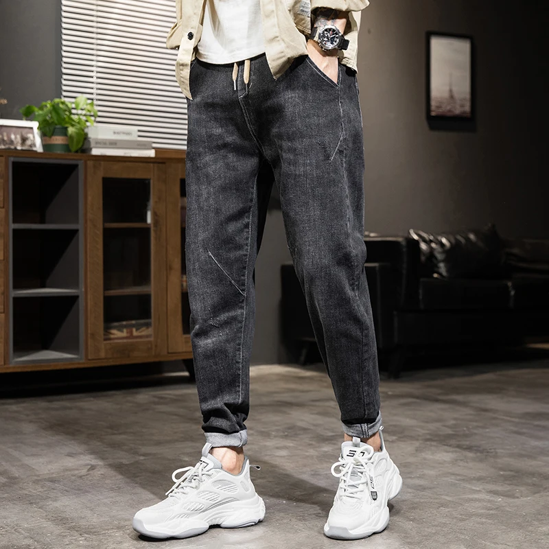 Джинсы-скинни мужские Huncher винтажные зауженные черные штаны для улицы весны 2021 |