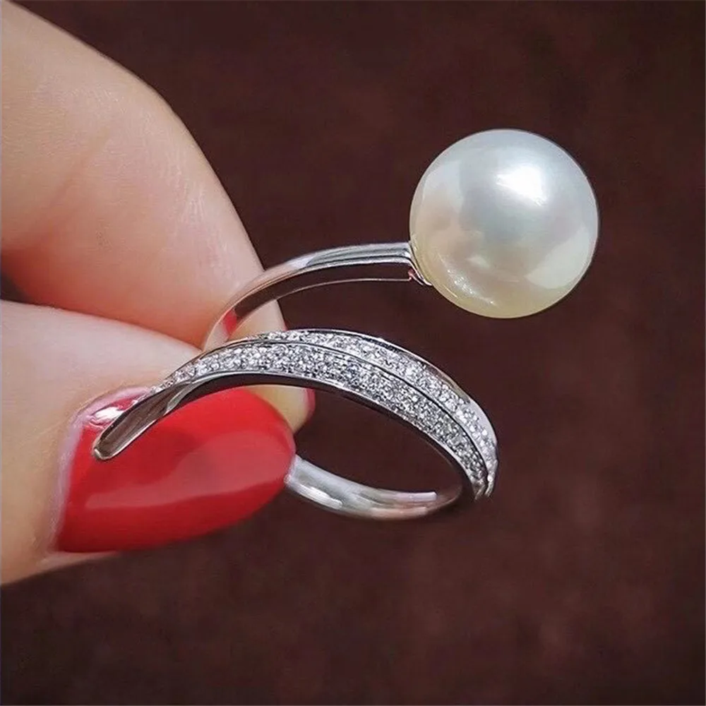 

Ring Mount Pearl Accessories Adjustable Size 925 Sterling Silver Ring Jewelry DIY No Pearl