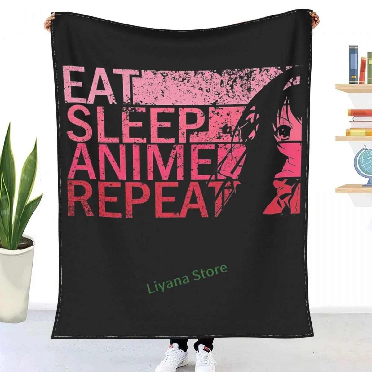 

Eat Sleep Anime Repeat - Anime Lovers Gifts Idea Girls Vintage Throw Blanket 3D printed sofa bedroom decorative blanket children
