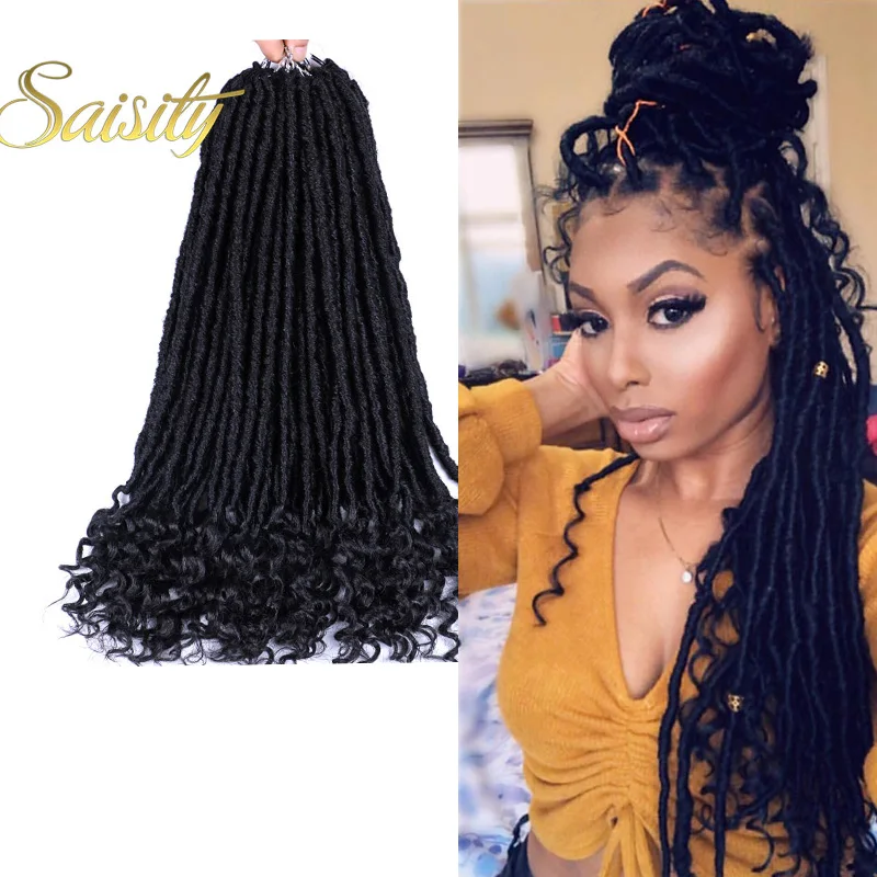 Saisity 20inches Faux Locs Synthetic Dreads Braiding Hair Extensions Omber Soft Goddess Locs Braids style Crochet Hair