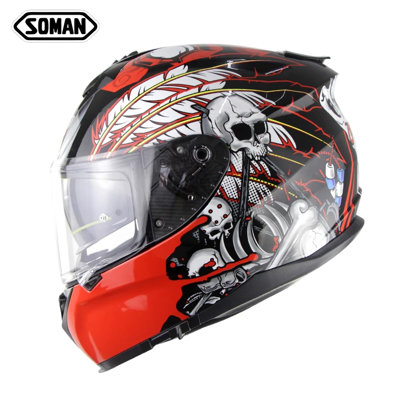 ECE Полнолицевой шлем с двойными козырьками черный мотоциклетный гоночный