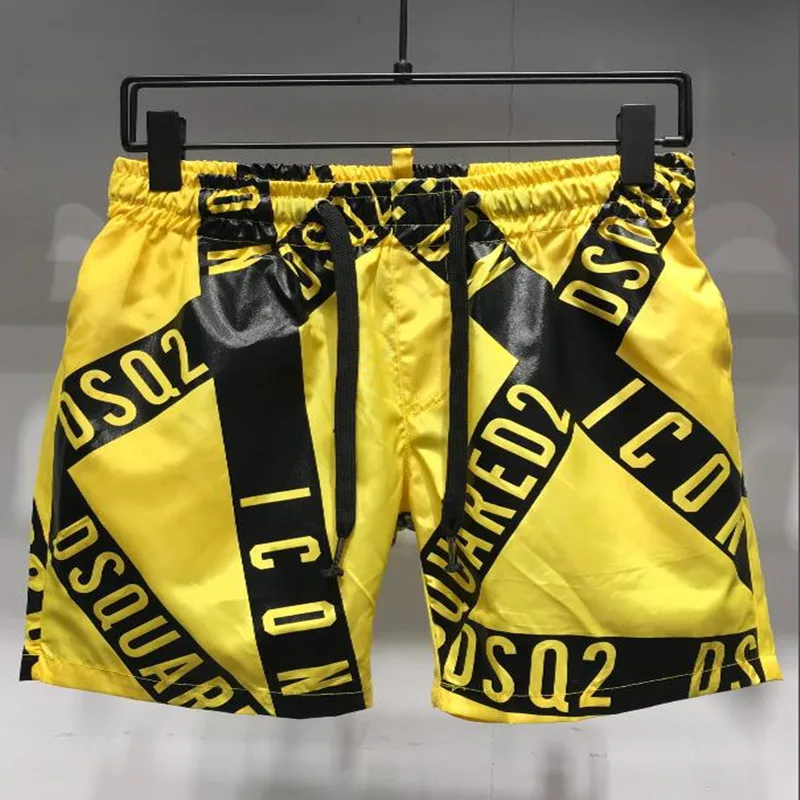 

2021 New Beach Pants Casual Shorts Men's icon Letter Personality Label Punk Quick-drying Beach Summer Fashion Trend DSQ