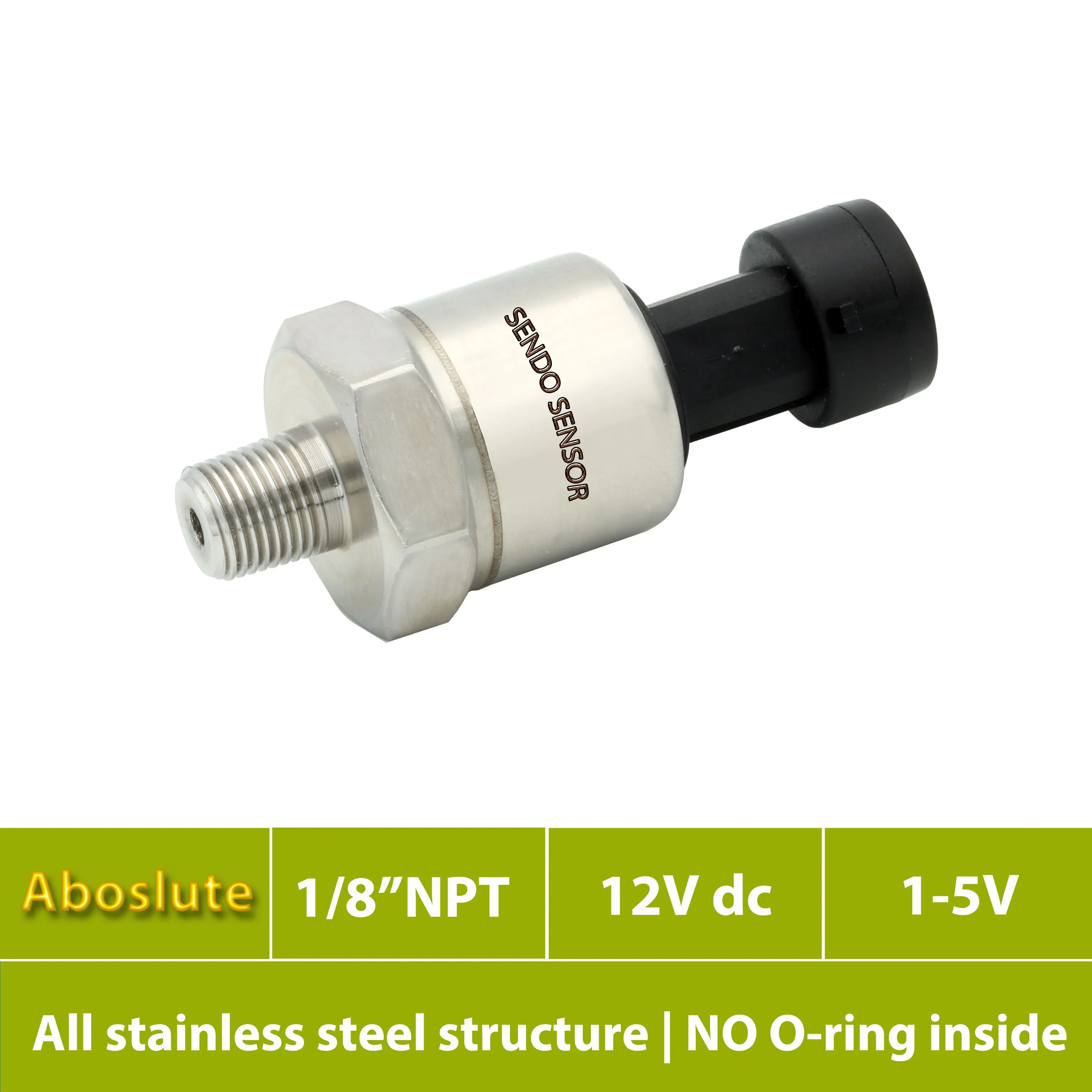 12V isolated stainless steel sensor, no sealing elements, 1 5 v output, absolute 1, 2, 2.5, 4, 5, 6, 10, 12, 16, 20, 25, 40 bar