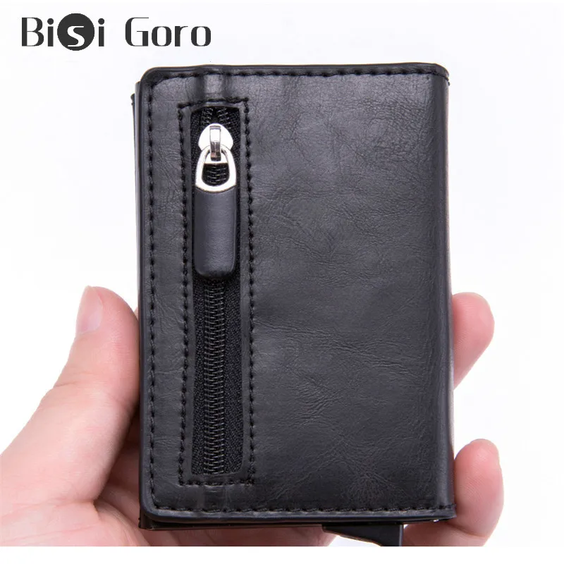 Магнитный держатель для кредитных карт BISI GORO винтажный кожаный смарт-кошелек с