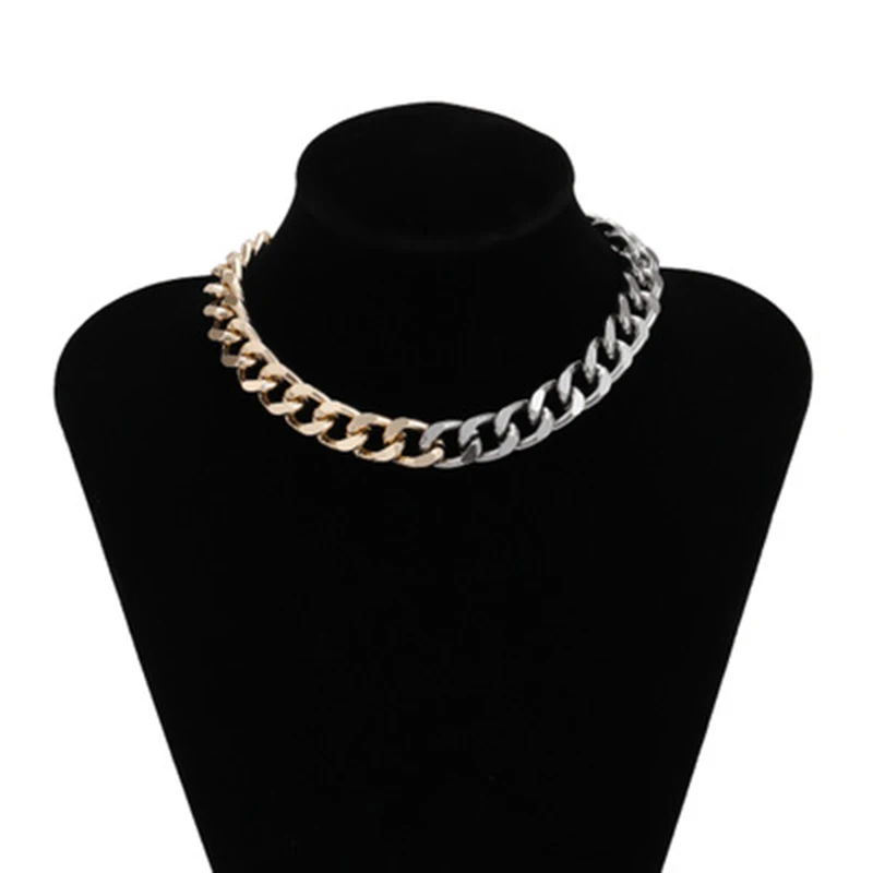 

Karope lRetro Hip Hop Choker Necklace for Women/Men 31+10cm Ins Mixed Color Cuban Chain Necklace Neck Jewelry Collier