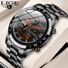 Смарт-часы LIGE мужские, водонепроницаемые, с пульсометром, стальной ремешок, для AndroidiOS