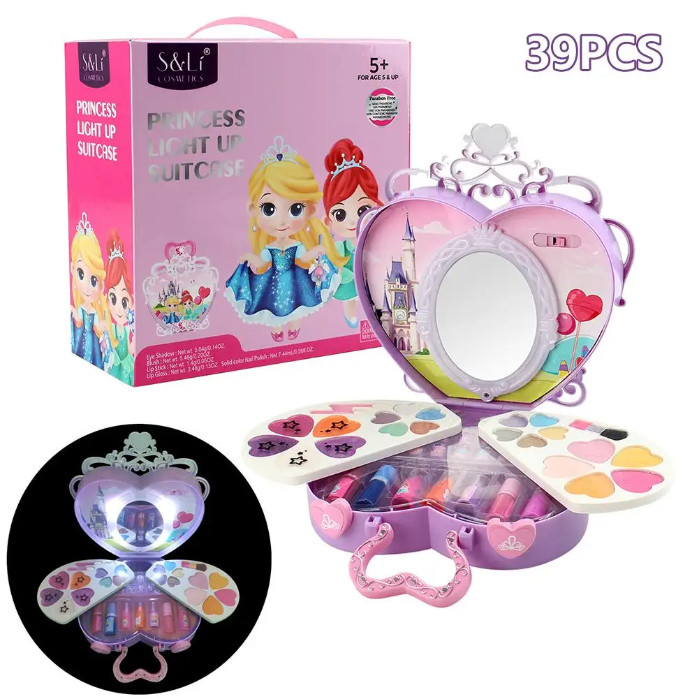 39 шт. набор косметики игрушки Наборы для макияжа светодиодсветильник
