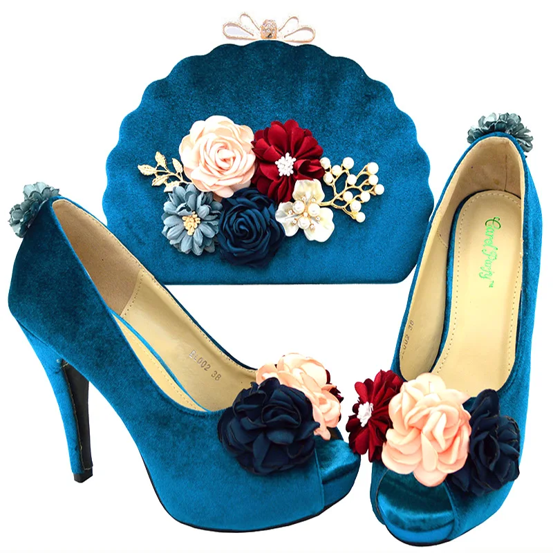

2020 Blue Women Shoes and Bag To Matching for Parties African for Party In Women High Quality Italian Shoes with Bags Set