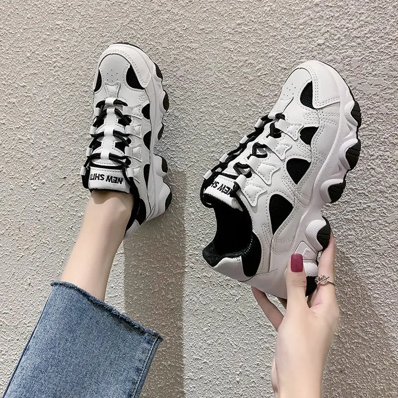 

2021 Sneakers Women Platform Shoes Fashion Mesh Thick Sole Sports Trainers Vulcanized Shoes Women Chunky Sneakers Basket Femme