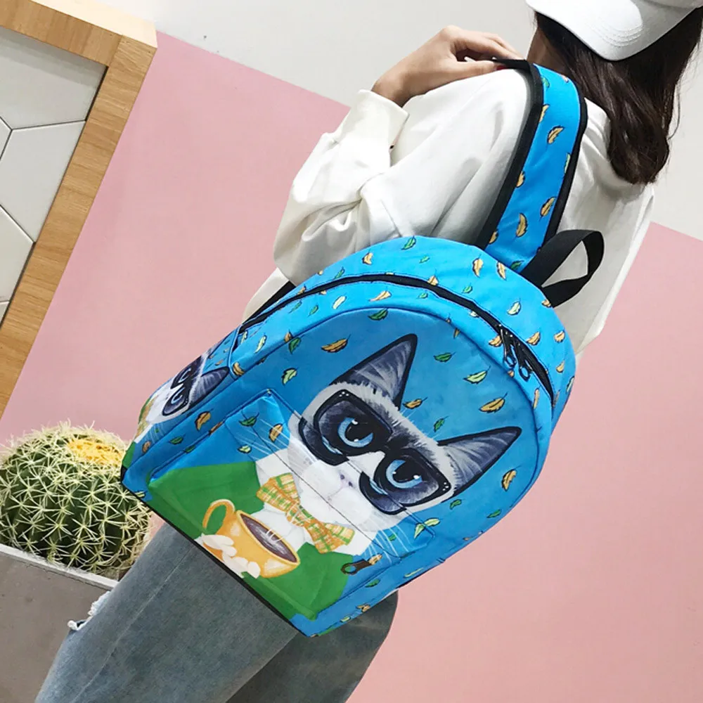 Женский тканевый рюкзак WEIXIER дизайнерский с принтом милого кота в Корейском