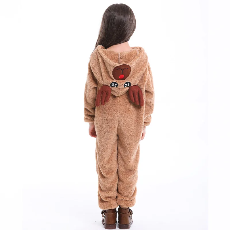 Kigurumi Рождество ЗИМА косплей родитель-ребенок дети олень лося с капюшоном