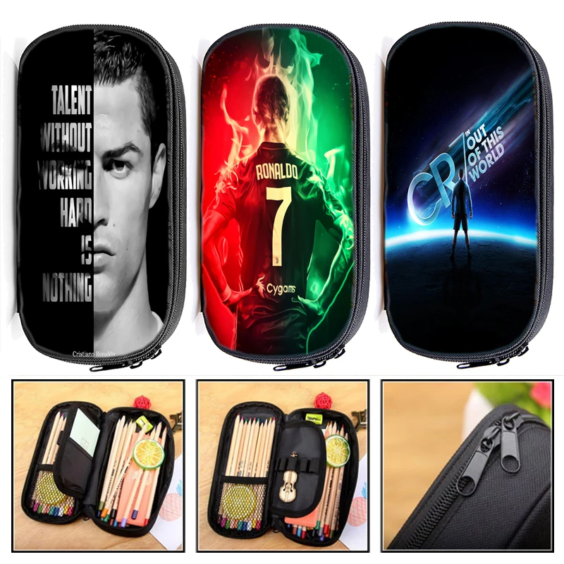 Cristiano Ronald Large Capacity Pencil Case CR7 Cute Girl Waterproof Pencils Box Stationery Back To School Pen Storage