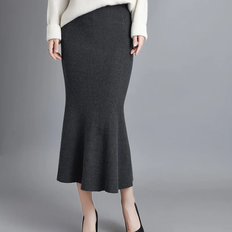 Женская трикотажная юбка с завышенной талией ALKMENE облегающая выше колена на