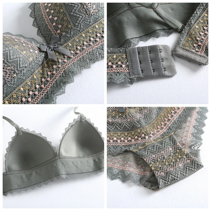 Кружевной треугольный бюстгальтер для девочек с глубоким V образным вырезом