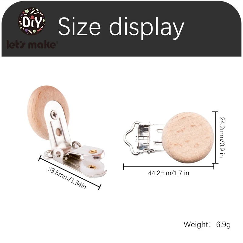 

Let's Make 5PC Pacifier Clip Round Wooden Baby Toy Wooden Dummy Clip Neutral Gift For Pacifier Chain Baby Teether