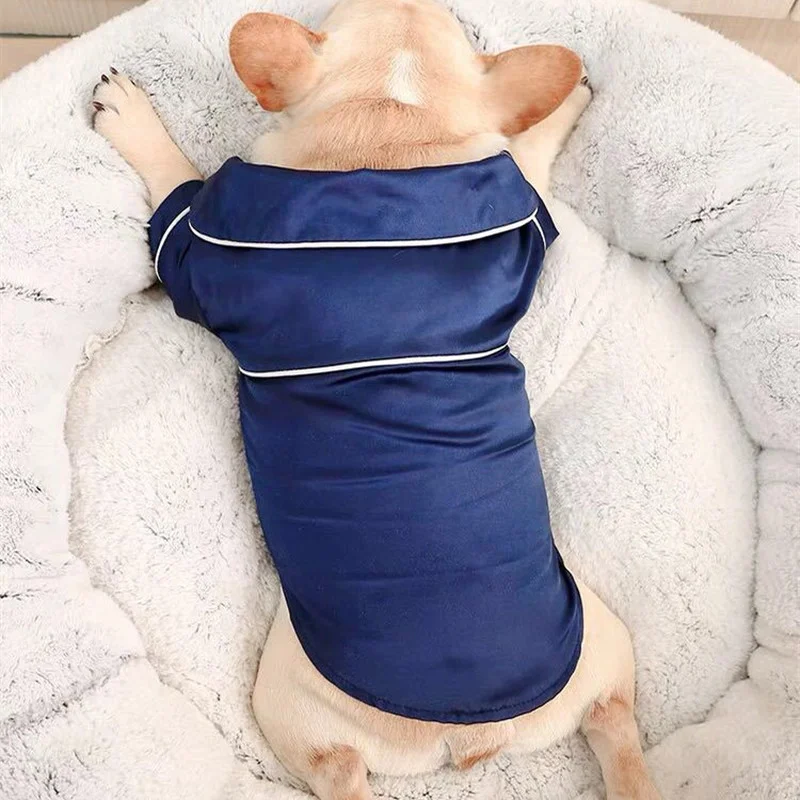 

Solid Dog Clothes Simple Pet Shirt Comfortable Silk Dog Pajamas Spring Summer French Bulldog Costume Luxury Dogs Clothes