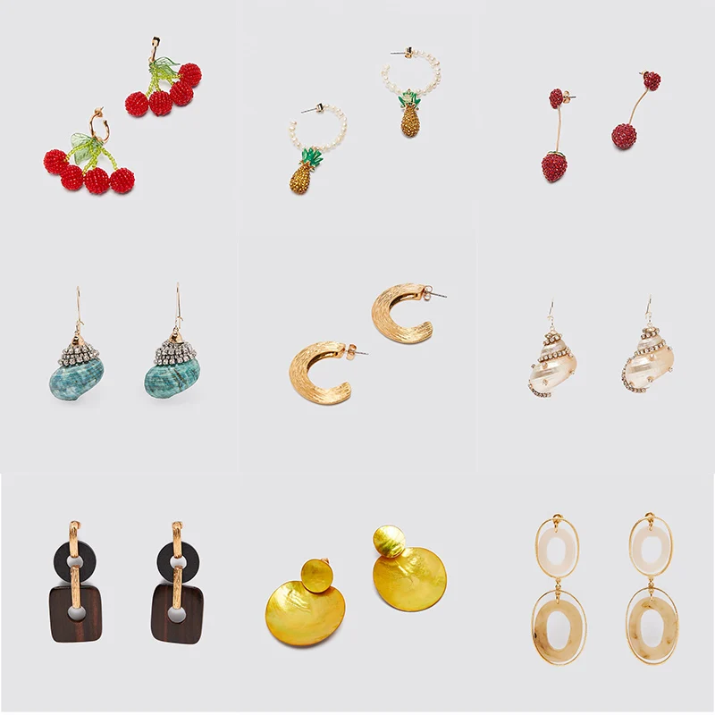 ZA Earrings 2020 Fashion Acrylic Metal Shell Crystal Drop For Women Trendy Geometric Statement Dangle Earring Jewelry | Украшения и