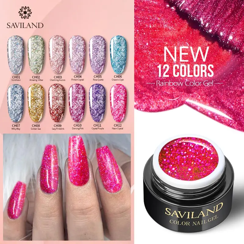 SAVILAND 6 мл голографический супер блестящий Радужный гель для ногтей Hybird УФ лак