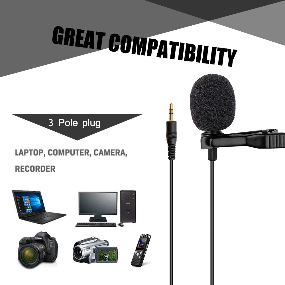 Петличный микрофон мини-микрофон для записи на воротник интервью с зажимом