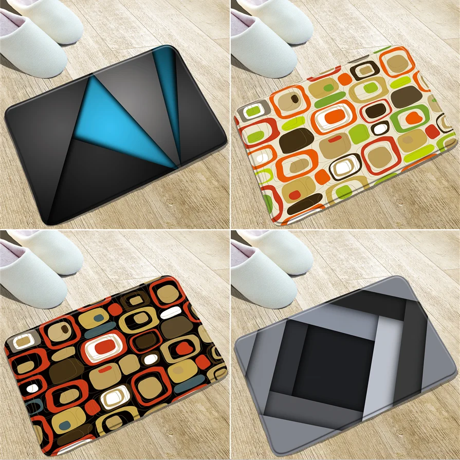 

Коврики для ванной с геометрическим рисунком, цветные квадраты, вход, добро пожаловать, коврики, кухонный коридор, фланелевые водопоглощающ...