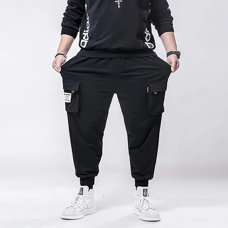 Мужские брюки карго с карманами черные повседневные спортивные штаны для бега в