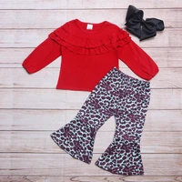 1 8 years toddler kid baby girl bell bottoms set fashion leopard print high waist wide leg trousers pants as children gift