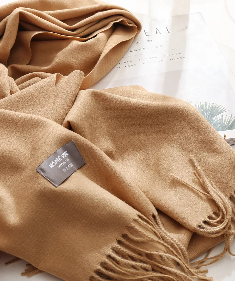 

New Women Sacrf Winter Thick Double-Sided Scarf Warm Cashmere Solid Color Shawl Scarf Women Christmas Gift Scarf Best Quality