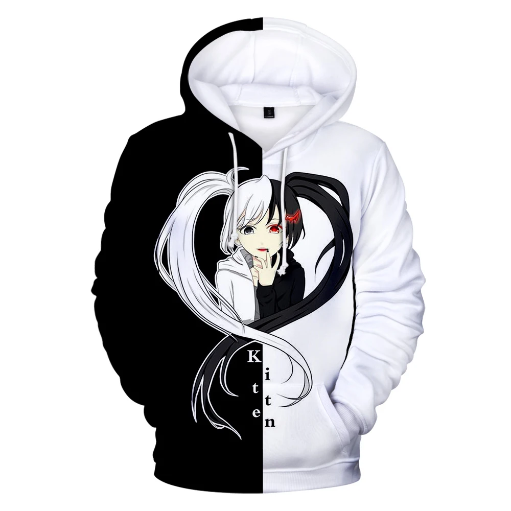 

Cute Monokuma 3D Hoodies Men Women Sweatshirts Fashion Hooded White/Black Kitten Print Anime Monokuma Boys Girls Hoodie Pullover