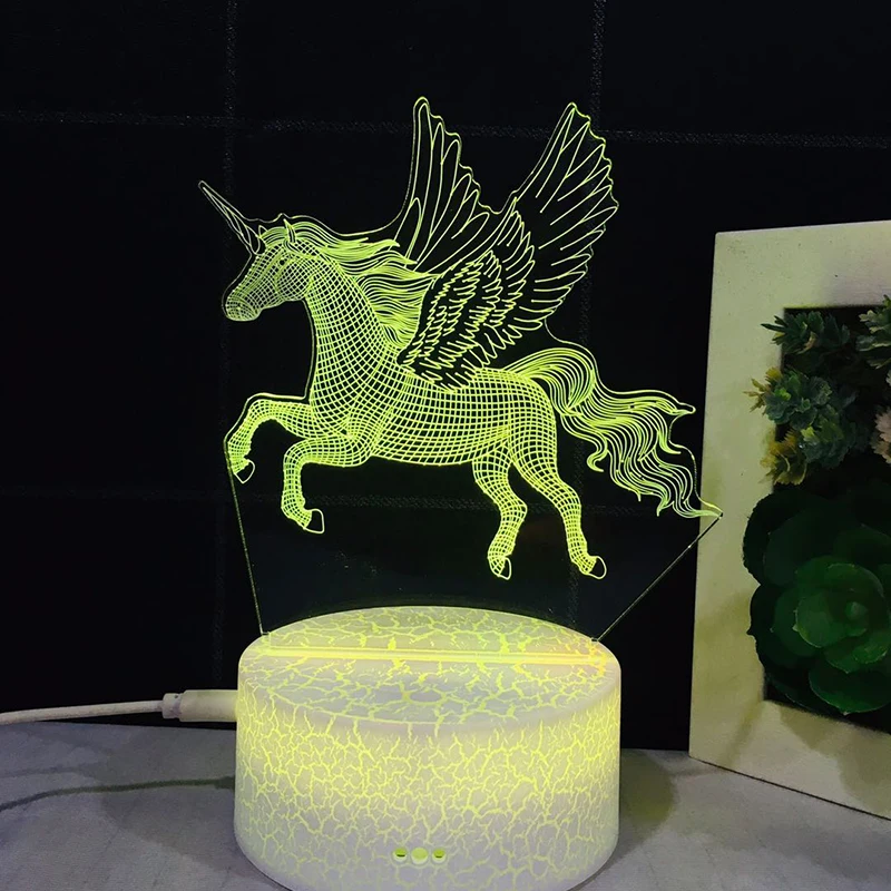 3D светодиодный Ночной светильник в форме единорога 16 RGB сенсорный Управление