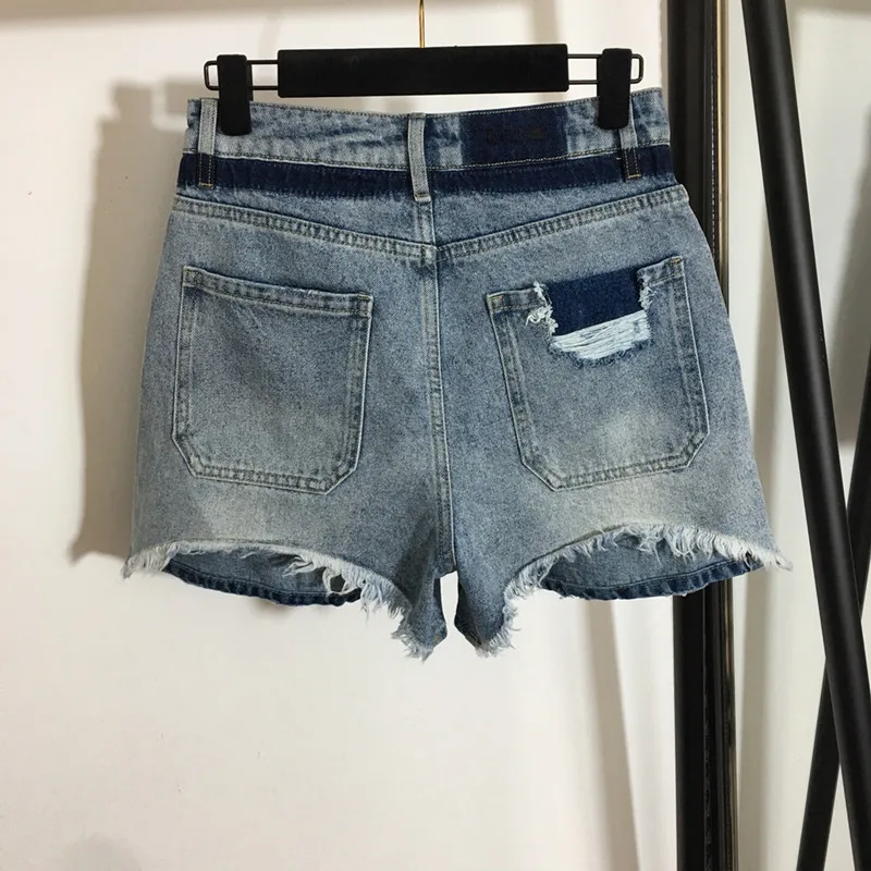 

2021 Summer Denim Shorts Women's Top Brand High Waist Straight Wide Legs Loose Thin Jeans