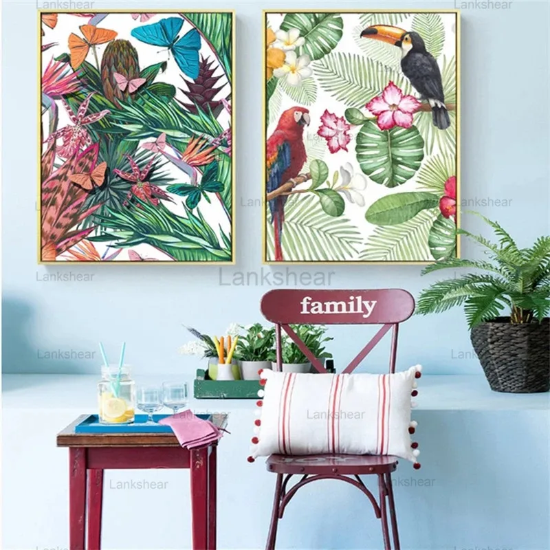 С изображениями цветов и животных Скандинавская Картина на холсте домашний