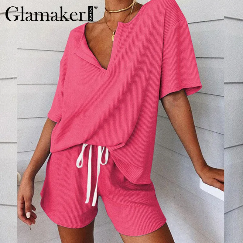 Женский комплект из двух предметов Glamaker повседневный летний свободный клубный