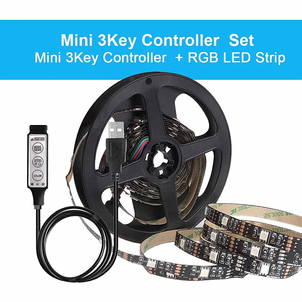 3Keys Controller RGB светодиодный светильник полоса для ПК ТВ светильник s светодиодный в полоску USB 5 в 5050 светильник Bluetooth управление домашний фон неоновая Диодная лента декоративная - Испускаемый цвет: 3Keys Controller