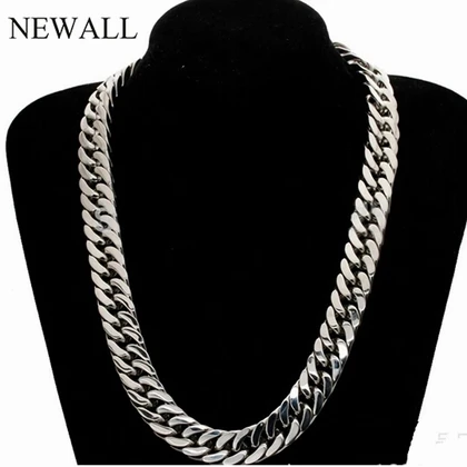 Silver Plated Newall горячая распродажа 4-10 мм нержавеющая сталь кубинская цепочка для мужчин и женщин ожерелье хип-хоп ювелирные изделия подарок 50-90 см длина - Окраска металла: Silver Plated