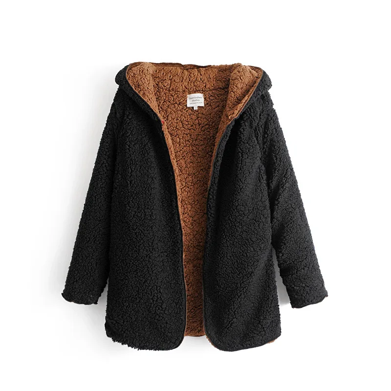 

Autumn Winter Coats & Jackets Fashion Hoodied Women's Wool & Blends New Woolen Double-Sided Wear Lazy Coat Female Warm Coats