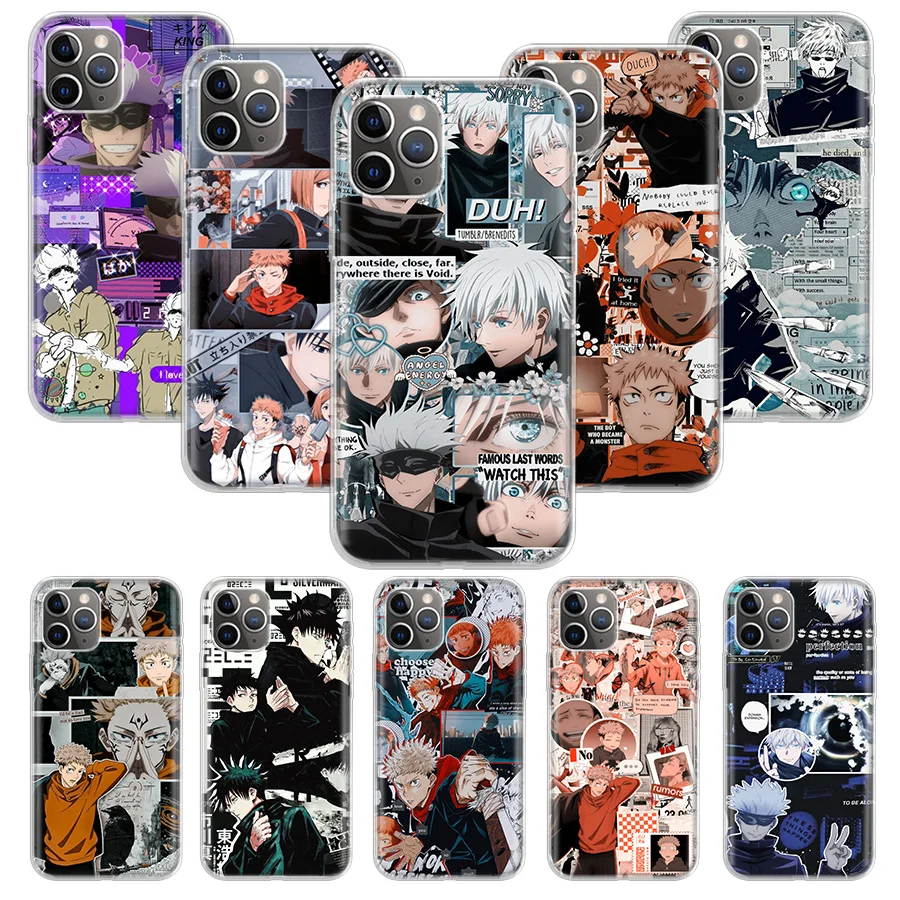 

jujutsu kaisen Gojou satoru Case Coque For iPhone 11 12 Pro Max 13 Mini XR X XS Max 7 8 6 6S Plus Soft Clear Cover Funda Capa