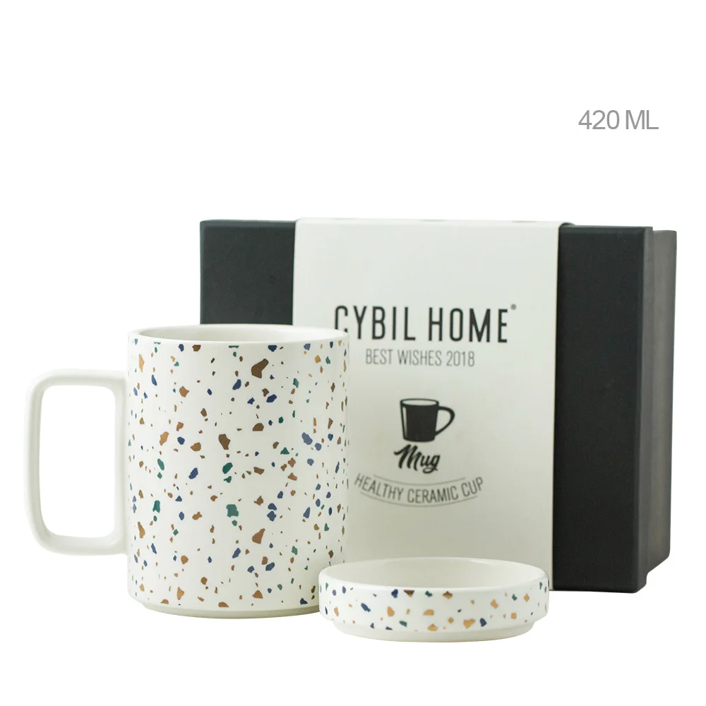 1 pcs Креативный каменный узор керамическая кофейная чашка с крышкой кружки и чашки для чая послеобеденный чай вечерние кофейная чашка Европейский подарочный набор для домашнего питья - Цвет: 1 pcs