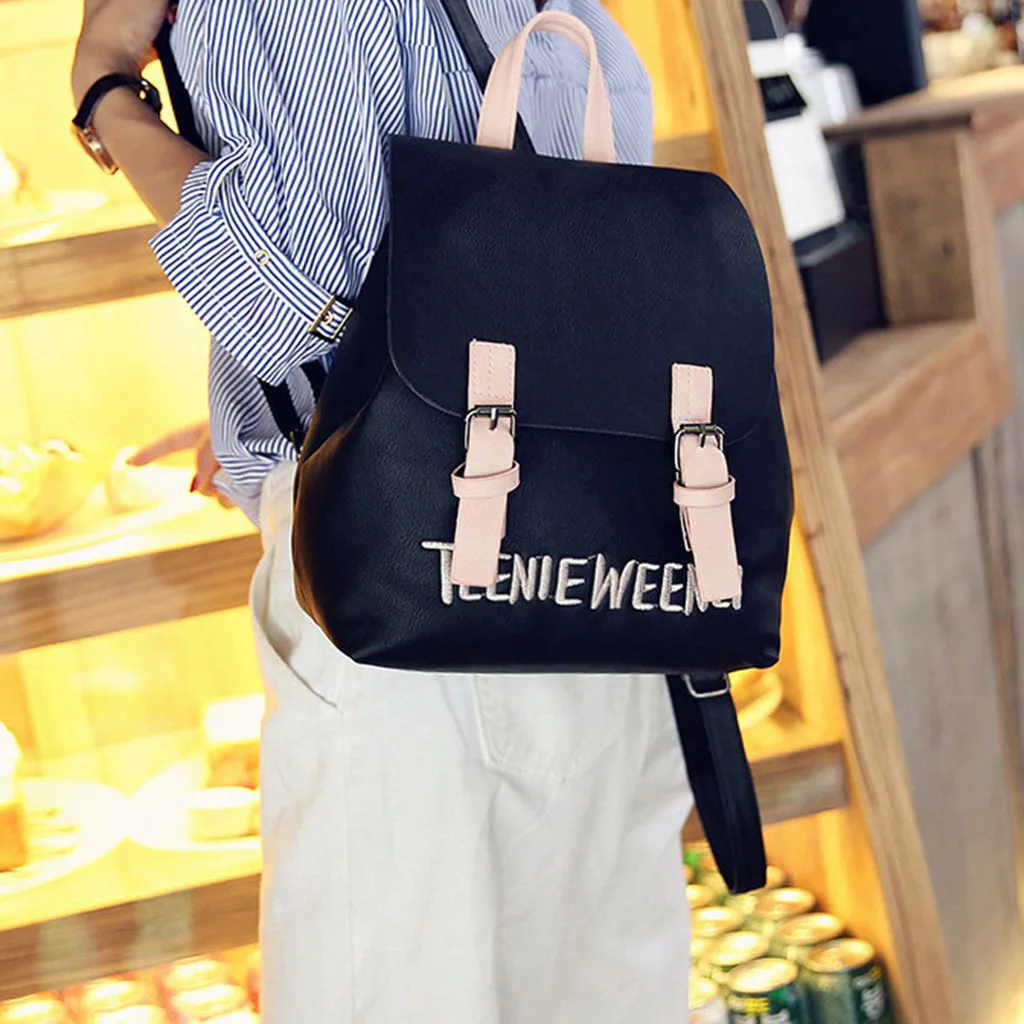 

Transer 2020 New Women Fashion Wild Bag Student Leisure Backpack Travel Bag Shoulder Bags Leisure Women's PUleather backpack