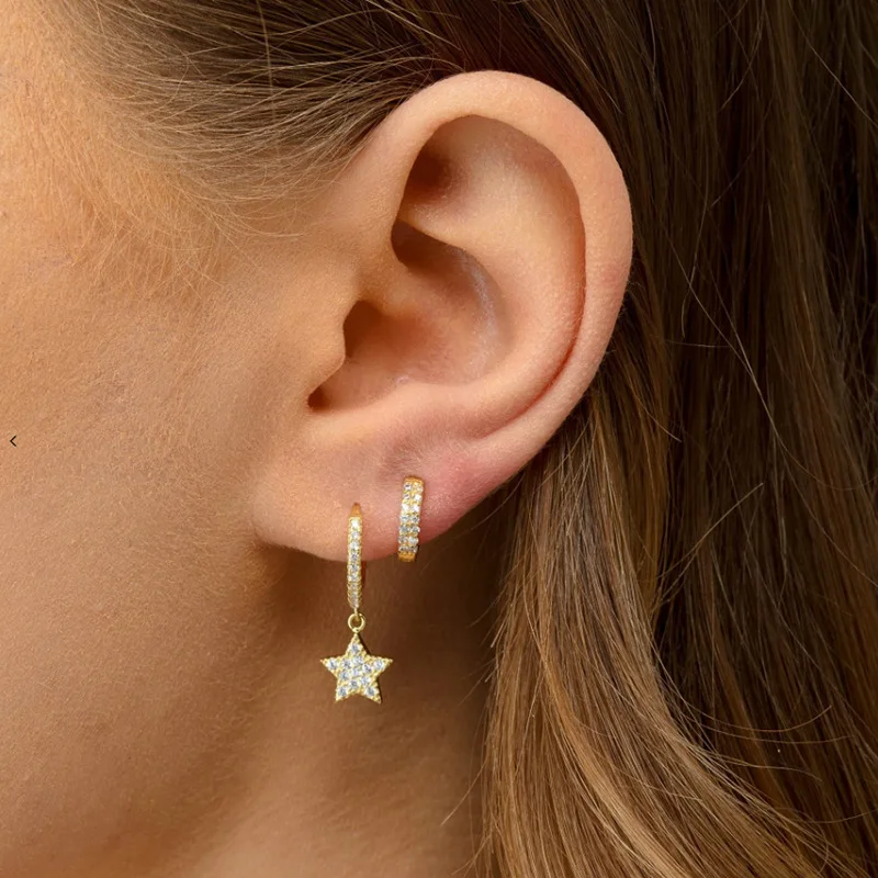 

S925 Sterling Silver Star Pendant Earrings Geometric Stars Simplicity Luxury For Women Elegant Casual Design Unique Wild Jewelry